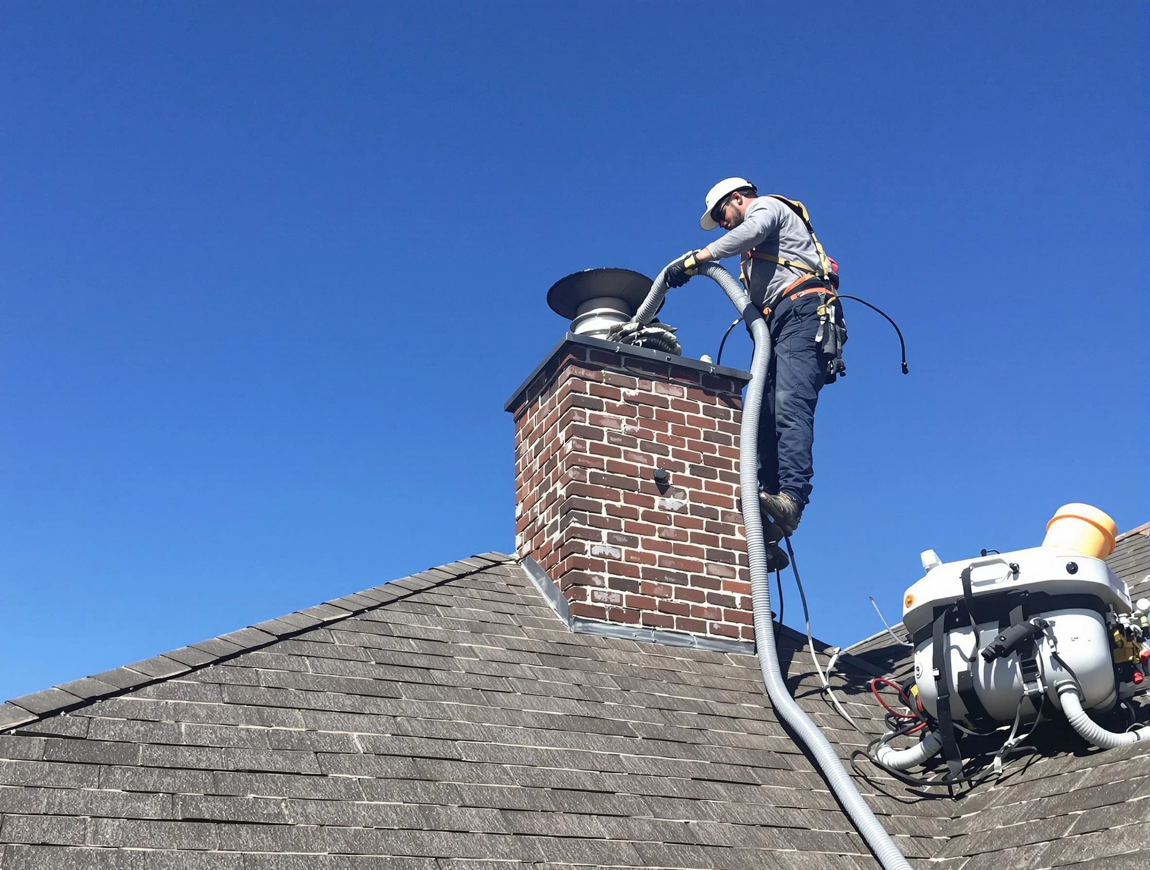 Dedicated Plainfield Chimney Sweep team member cleaning a chimney in Plainfield, NJ