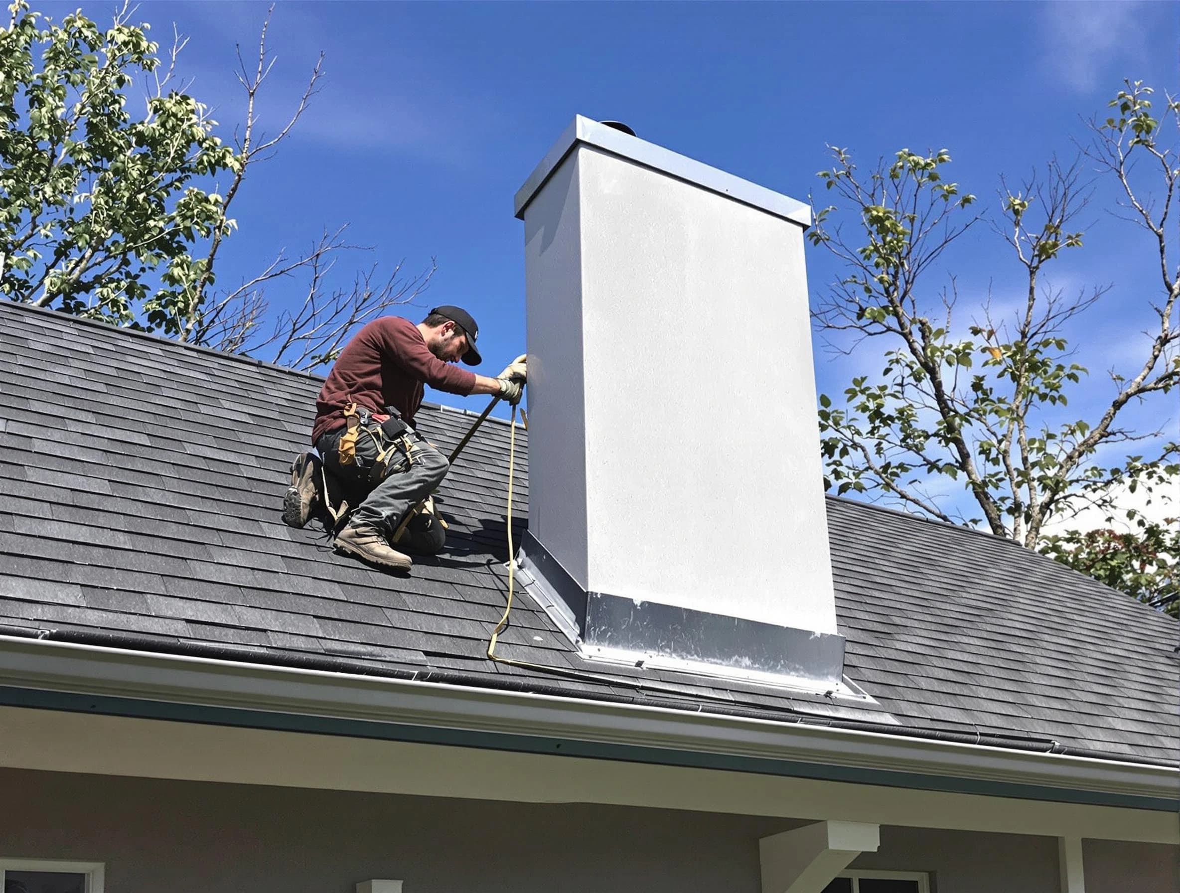 Plainfield Chimney Sweep team member finishing chimney construction in Plainfield, NJ