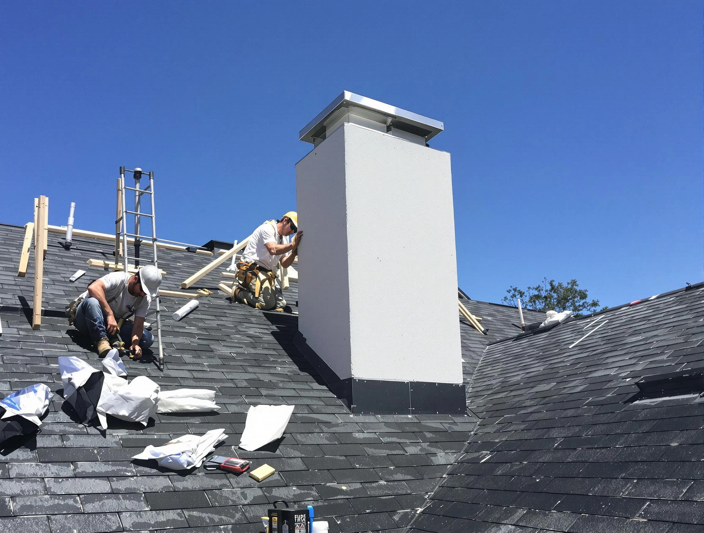 Plainfield Chimney Sweep crew installing a new chimney in Plainfield, NJ