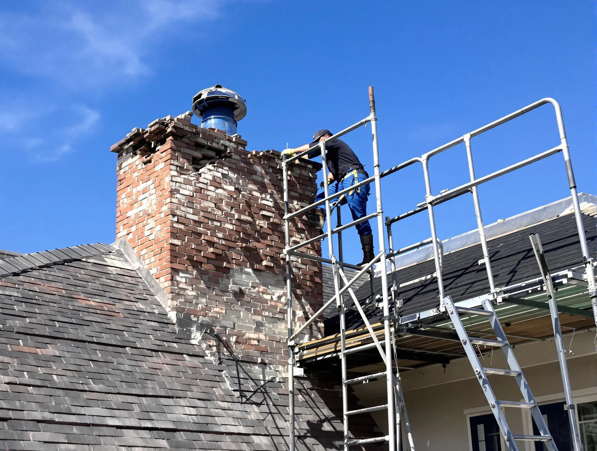 Rebuilding a chimney structure by Plainfield Chimney Sweep in Plainfield, NJ