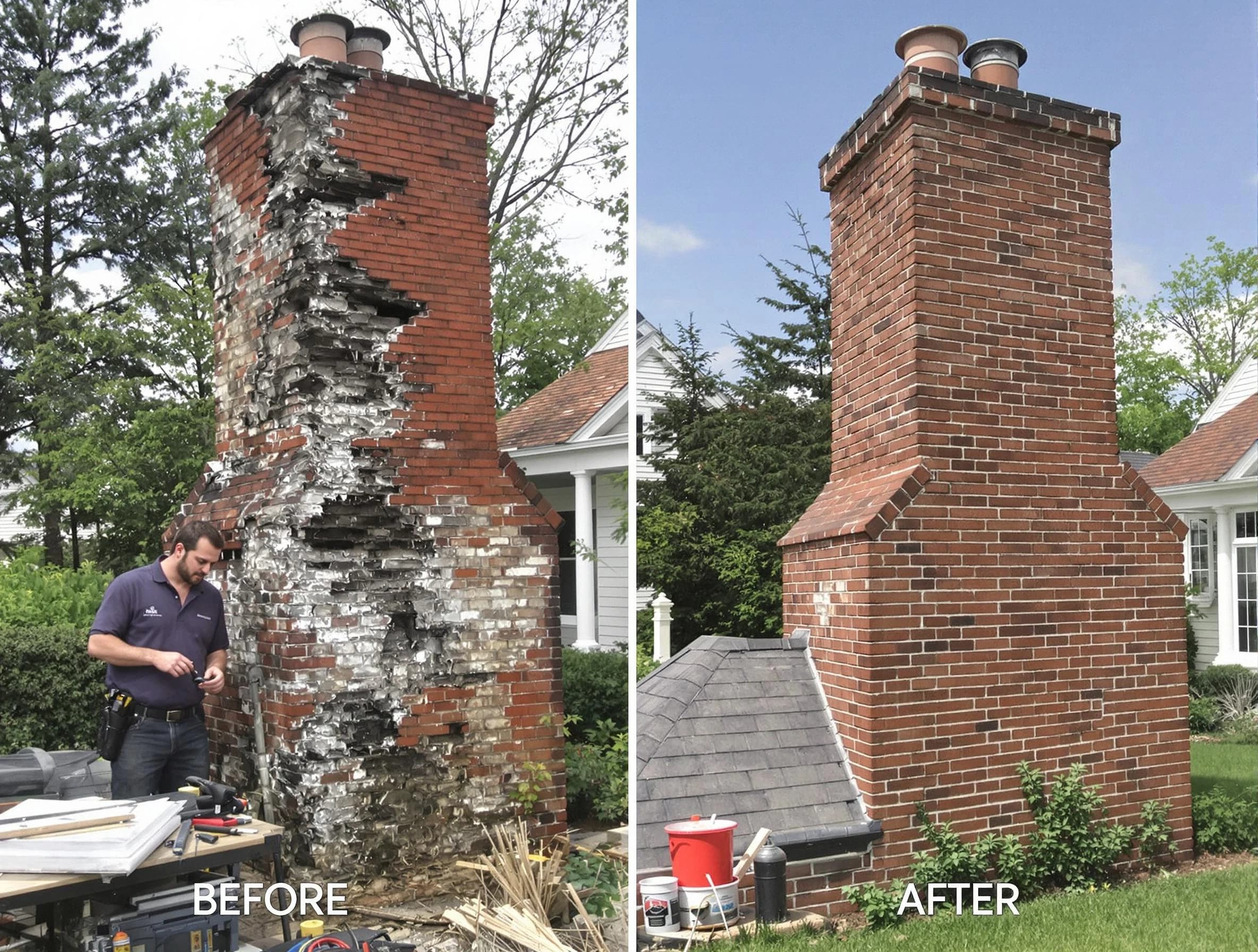 Plainfield Chimney Sweep performing a full chimney restoration in Plainfield, NJ