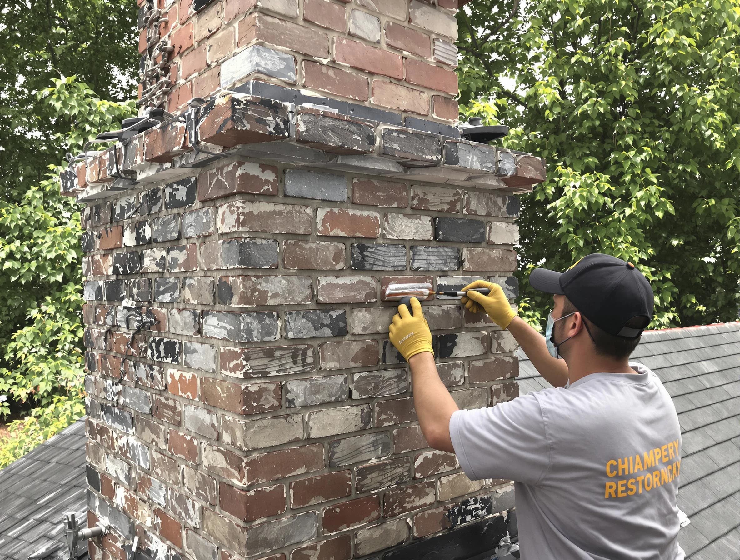 In-progress chimney restoration by Plainfield Chimney Sweep in Plainfield, NJ