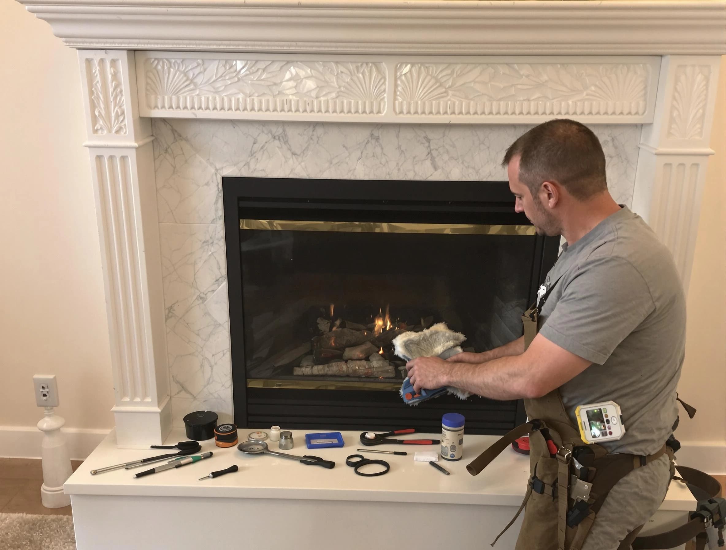 Plainfield Chimney Sweep performing fireplace maintenance in Plainfield, NJ